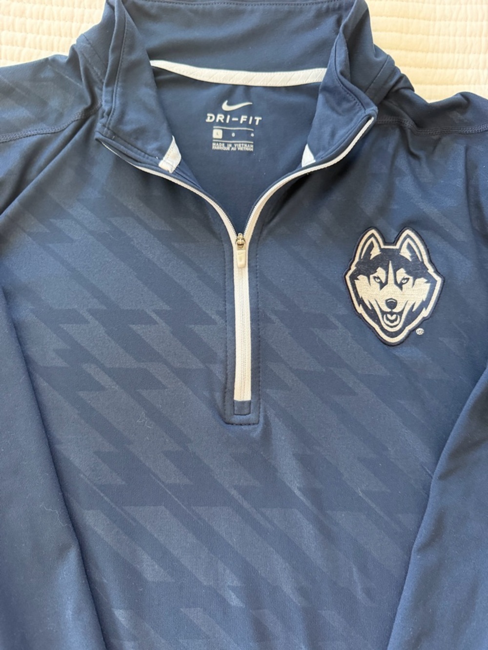 Nike Navy Dri-FIT Quarter-Zip Pullover with Husky Patch